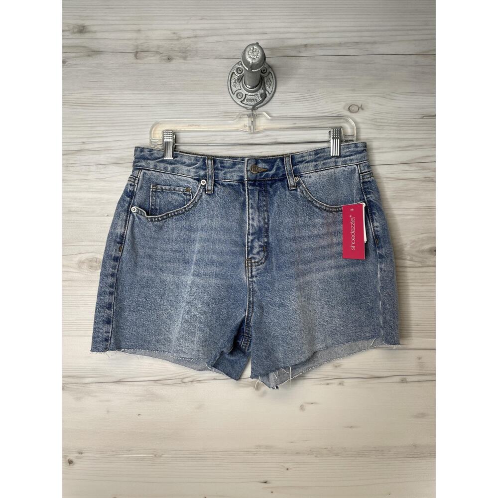 ShoeDazzle Womens 30‎ High Rise Denim Shorts Blue Distressed Raw Hem SDAP-D1590